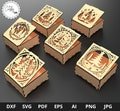 SVG Laser Cut Christmas Box Files For Glowforge, Decorative Wooden Gift Box With Christmas Flowers Pattern, Christmas 5mm Laser Cut Files.