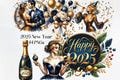2025 New Year Celebration Clipart Set - Festive 2025 PNG, Fireworks, Balloons, Confetti, Party Graphics for New Year?s Eve