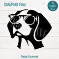Beagle with Sunglasses SVG PNG Cut Files for Cricut, Silhouette Digital Download, Laser Engraving, Sublimation Printable, Commercial Use