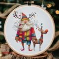 Funny Grandfather Frost and Reindeer, Christmas Cross Stitch Pattern ? Humorous Holiday Embroidery Scheme, digital PDF, Saga, needlework art