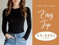 Long Sleeved T-shirt Sewing Pattern Top | XS-XXXL | Instant Download | Easy Digital PDF | Fitted Stretch Top