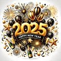 Happy New Year 2025 Clipart - Digital Download for Card Making -12 High Quality JPGs - Commercial License - Not transparent