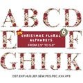 Floral Font Embroidery, A-Z Full Flower Alphabet Machine Embroidery Designs, Uppercase Letters, PES DST etc - 6 sizes - Instant Download