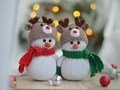 Christmas bauble - Snowman knitting pattern on two straight knitting needles for Christmas tree decor
