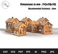 Six Christmas House Lamp Night Light Deer Lantern Decoration Centerpiece Lampshade Table Candle Holder SVG Digital Download.