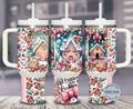 Pastel Gingerbread House 40 oz Tumbler Wrap -Digital Download Sublimation Design Christmas candy, candy cane, cookie