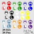 INSTANT DOWNLOAD Mario and Luigi svg, jpeg, dxf and png for t-shirts, mugs etc cricut Mario Brothers Logo Instant Download !!!