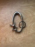 Star Silver Carabiner Keychain Cyberpunk y2k Jewelry, Minimal Stainless Steel, Grunge Punk Key Clip Clasp, Matte Chrome Karibiner, Gift her