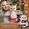 Owl crochet pattern, low sew pattern, crochetgrove