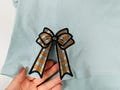 Lora Bow Gingham Checked plaid Christmas side bow machine embroidery designs split seam sweatshirt t-shirt coquette sizes 4 up to 8 inches