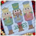 Nutcrackers trio sketch stitch machine embroidery design, happy holidays, Merry Christmas, crown, royalty