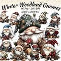 Winter Woodland Gnomes Clipart Set ? Cozy, Rustic, PNG, Transparent Background