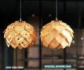 Scandinavian Pine Cone Hanging wooden chandelier lamp shade Pendant light template svg laser cut Digital Download | SVG, DXF, AI