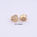 18K Gold   Heart Beads Micropav? CZ Heart Spacer Beads for Bracelet Necklace Earrings Jewelry Making