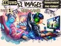 Video Games Clipart - 32 PNG Gaming-Themed Illustrations, Fun and Digital Gamer Art, Instant Digital Download, Unlimited Commercial Use