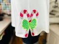 Christmas Candy Bow machine embroidery designs multiple sizes Polka Dot side bow split seam sweatshirt t-shirt kids outfit candies design