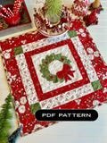 PDF Christmas Berries and wreath applique table topper tablerunner sewing pattern, red green decorative holiday kitchen linen