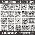 Scandinavian Pattern Designs Bundle | Folk Art Svg Png Dxf eps for Cricut | Nordic Floral, Nature, & Animal Clipart for DIY Crafts
