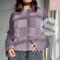 Block Party Sweater CROCHET PATTERN Made To Measure Unisex Beginner Friendly Autumn Fall Winter Cozy Project Checked Square Nightmoon Studio
