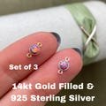 Set of 3 x Unicorn Purple Opal 14kt Gold Filled or Sterling Silver Synthetic Opal CONNECTORS 4mm - Permanent Jewelry Supply - USA Made B15