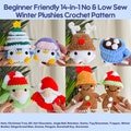 14 in 1 NO & LOW SEW Winter Plushies Crochet Pattern Bundle (Christmas Tree Gnome GingerbreadMan Snowman Penguin Reindeer) Beginner Friendly