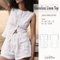 Sleeveless Linen Top Sewing Pattern, Basic Top Sewing Pattern, Easy T-shirt sewing Pattern,Size XS - 4XL, Suitable For UsLetter-A4-A0 Format