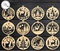 Christmas Balls Svg Laser Cutting Files, Christmas Tree Svg Craft Hanging Tree Ornaments, Christmas Baubles for XTool, Lightburn.