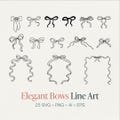 Elegant Bow Clipart | Hand-Drawn Bow Illustrations | Perfect for Scrapbooking, Invitations, and Craft Projects