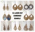 Bundle of 10 Earrings Laser Cut SVG Files - Digital Design for Plywood, Acrylic, Metal & More - Laser Cutting Earrings gift.