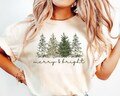Merry and Bright PNG, Christmas Tree Png, Merry Christmas Png, Christmas Shirt, Sublimation Design, Watercolor Trees, Holiday, Christmas Png