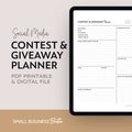 Contest and Giveaway Planner Page | Digital + Printable Business Organization | Content Marketing for Sweepstakes, Contests, Giveaways
