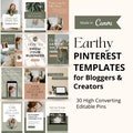 Green Pinterest Templates for Bloggers, Wedding Blogger Templates, Earthy Pinterest Pins, Pinterest Pin Templates, Social Media Templates