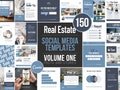 150 Real Estate Marketing Templates Blue | Realtor Social Media | Real Estate Templates | Real Estate Instagram | Canva Templates
