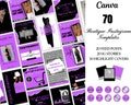 Instagram Post Templates| Luxury Glam Social Media Branding Bundle for Clothing Boutique| PURPLE, Black, Silver| Canva| Ig feed| Stories