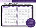 Social Media Content Calendar, Purple Planner, Purple Journal, Undated 365 Day Social Media Marketing, 12 Month Social Media Planner