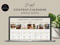 Social Media Content Calendar, Social Media Monthly Content Planner, Google Sheet Spreadsheets, Instagram, Youtube, TikTok, Facebook, Beige