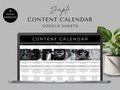 Social Media Content Calendar, Social Media Monthly Content Planner, Google Sheet Spreadsheets, Instagram, Youtube, TikTok, Facebook, Black