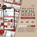 Scarlet Real Estate Social Media Template Bundle, Modern Realtor Editable Branding Kit, Minimal Real Estate Agent Instagram Post Canva
