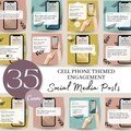 Cell Phone Social Media Engagement Posts: Fun Questions (Canva, 36 Templates)