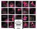 LUXURY BLACK & PINK Aesthetic Instagram Canva Templates Pack for a Striking Instagram Feed | Social Media Templates| Attractive Feed