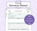 Giveaway Planner Printable PDF | Contest Planner | Giveaway Winner | Content Planner | Social Media Planner