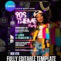 90s Throwback Party Flyer | Retro Hip-Hop Event Invitation | Editable Digital Download