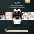 300+ Instagram Aesthetic Templates, Social Media Carousel Templates, MRR PLR Rights, DFY carousel templates, Canva Templates