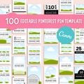100 Pinterest pin editable canva template with PLR MRR Resell Rights | Pinterest Marketing Bundle | Digital Product for Passive Income
