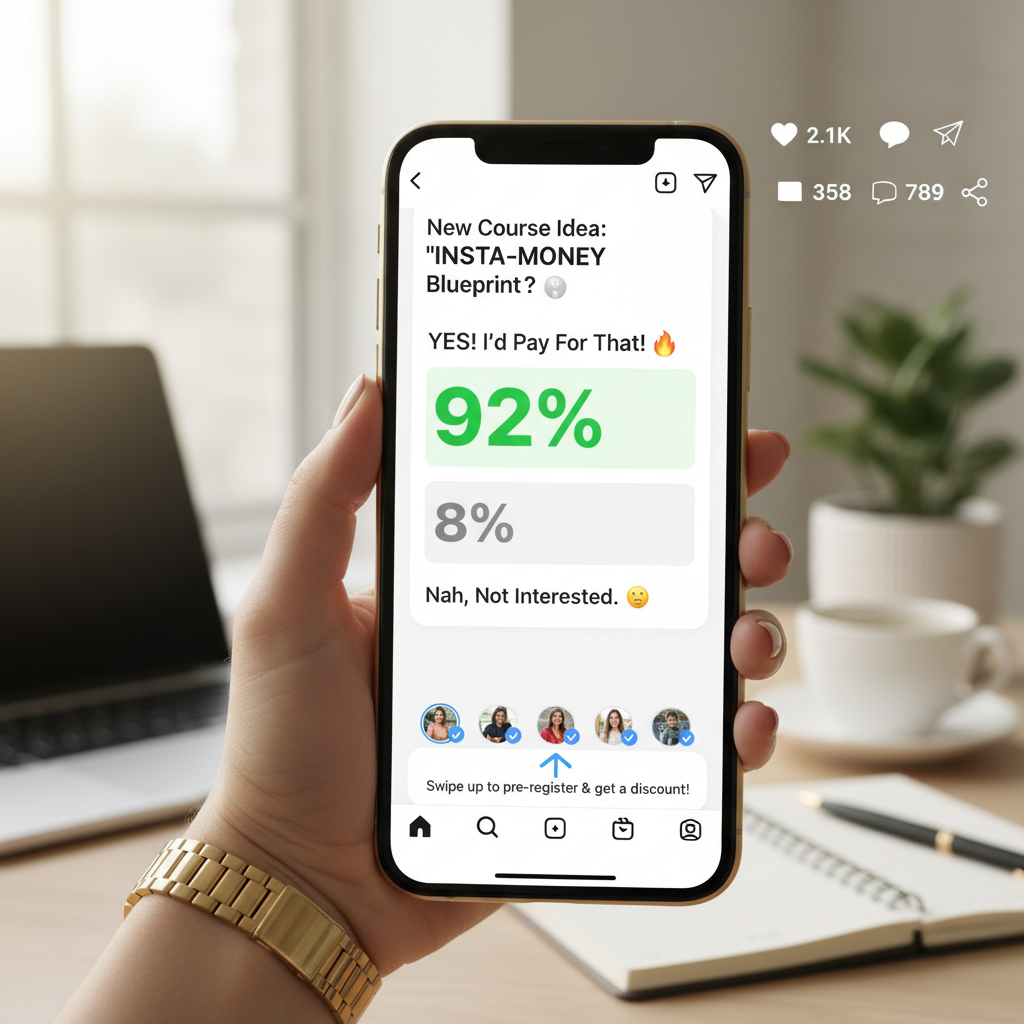Screenshot of an Instagram Story poll used for product validation with engagement metrics