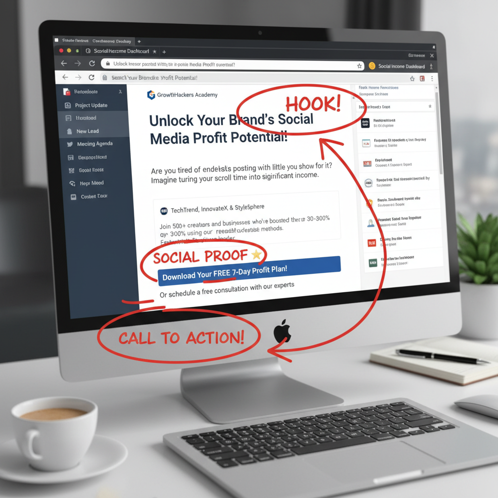 A screenshot of an email inbox showing a well-structured pitch email with annotations pointing out the 'Hook', 'Social Proof', and 'Call to Action'